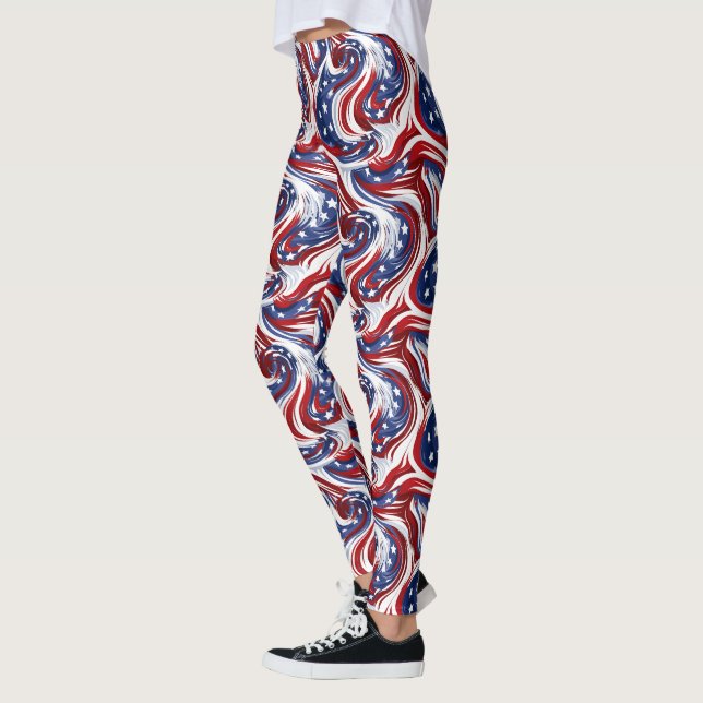 Patriotische Wirbel Leggings - Spaß (Links)