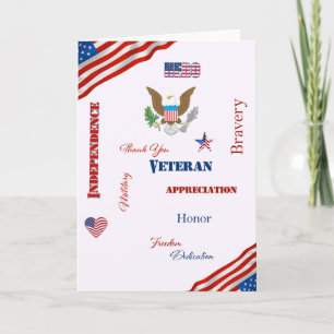 Patriotische Worte für amerikanische Veteranen Karte