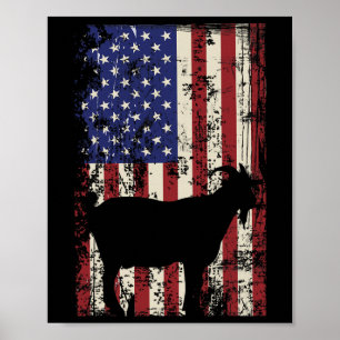 Patriotische Ziege 4. Juli Amerikanische Flagge  Poster
