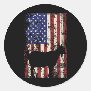 Patriotische Ziege 4. Juli Amerikanische Flagge Runder Aufkleber