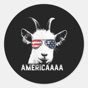 Patriotische Ziege 4. Juli T Shirt Boys Funny Goat Runder Aufkleber
