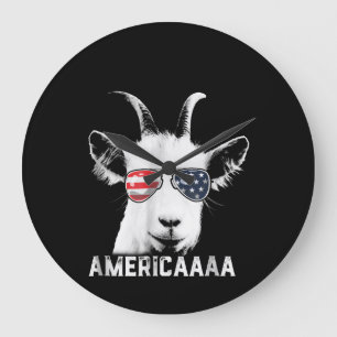 Patriotische Ziege Funny Goat America Große Wanduhr