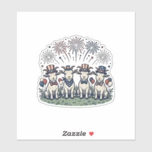 Patriotische Ziegen Feuerwerk Vintage-Shirt-Design Aufkleber
