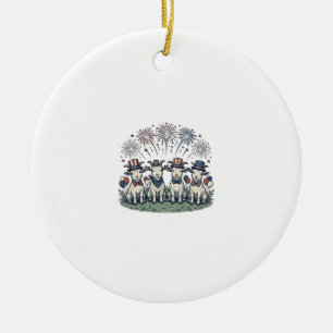 Patriotische Ziegen Feuerwerk Vintage-Shirt Design Keramik Ornament
