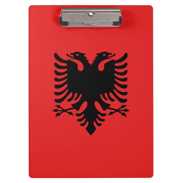 Patriotische Zwischenablage mit Flagge Albaniens Klemmbrett (Vorderseite)
