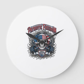 Patriotischer 1776 Geländewagen-Schädel-Monstertru Große Wanduhr