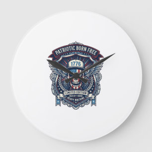 Patriotischer 1776 Geländewagen-Schädel-Monstertru Große Wanduhr