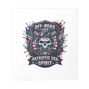 Patriotischer 1776 Geländewagen Schädel Monstertru Notizblock