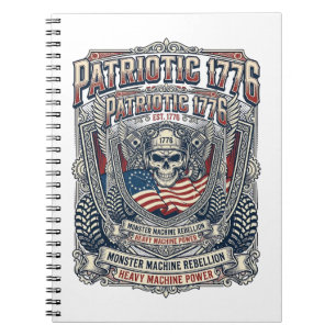 Patriotischer 1776 Geländewagen-Schädel-Monstertru Notizblock