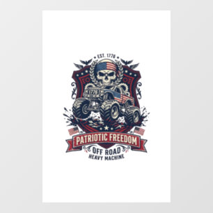 Patriotischer 1776 Geländewagen-Totenkopf-Monstert Fensteraufkleber