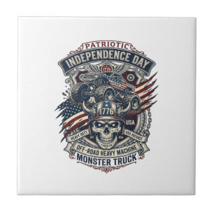 Patriotischer 1776 Geländewagen-Totenkopf-Monstert Fliese