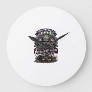 Patriotischer 1776 Geländewagen-Totenkopf-Monstert Große Wanduhr