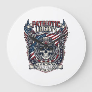 Patriotischer 1776 Geländewagen-Totenkopf-Monstert Große Wanduhr