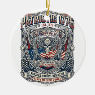 Patriotischer 1776 Geländewagen-Totenkopf-Monstert Keramik Ornament