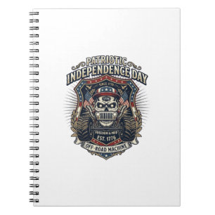 Patriotischer 1776 Geländewagen-Totenkopf-Monstert Notizblock