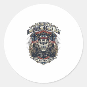 Patriotischer 1776 Geländewagen-Totenkopf-Monstert Runder Aufkleber