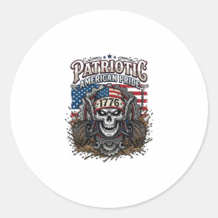 Patriotischer 1776 Geländewagen-Totenkopf-Monstert Runder Aufkleber