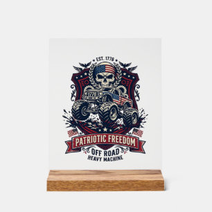 Patriotischer 1776 Off Road Schädel Monster Truck Acrylschild