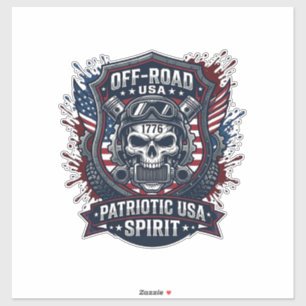 Patriotischer 1776 Off Road Schädel Monster Truck Aufkleber