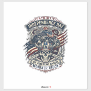 Patriotischer 1776 Off Road Schädel Monster Truck  Aufkleber