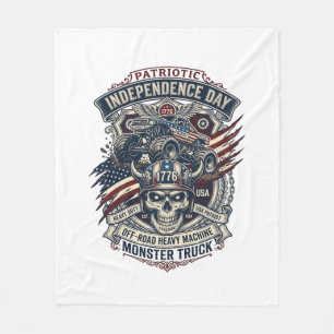 Patriotischer 1776 Off Road Schädel Monster Truck  Fleecedecke