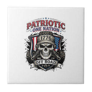 Patriotischer 1776 Off Road Schädel Monster Truck Fliese