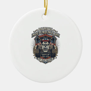Patriotischer 1776 Off Road Schädel Monster Truck Keramik Ornament