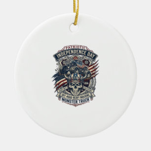 Patriotischer 1776 Off Road Schädel Monster Truck  Keramik Ornament