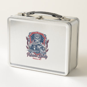 Patriotischer 1776 Off Road Schädel Monster Truck  Metall Brotdose