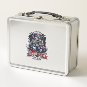 Patriotischer 1776 Off Road Schädel Monster Truck  Metall Brotdose