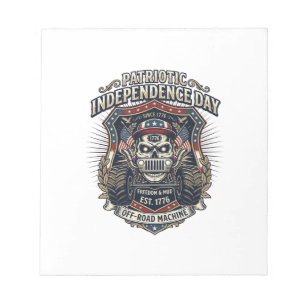 Patriotischer 1776 Off Road Schädel Monster Truck Notizblock