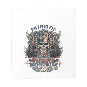 Patriotischer 1776 Off Road Schädel Monster Truck Notizblock