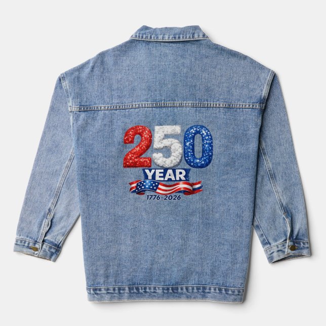 Patriotischer 250. Geburtstag Jeansjacke (Rückseite)