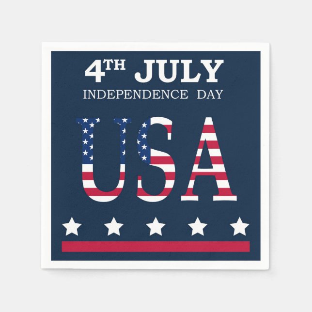 Patriotischer 4. Juli American Flag Stars Streifen Serviette (Vorderseite)