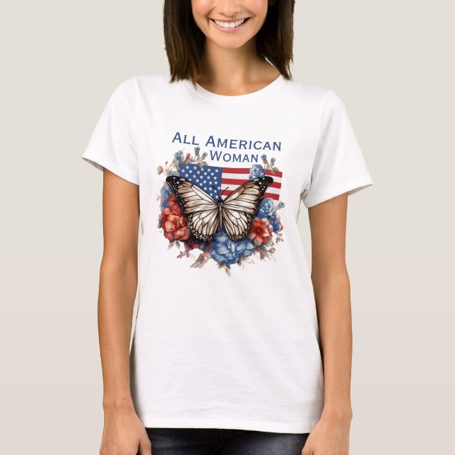 Patriotischer 4. Juli Butterfly T - Shirt (Vorderseite)