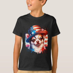 Patriotischer 4. Juli Chihuahua Hund Amerikanische T-Shirt