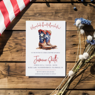 Patriotischer 4. Juli, Cowgirl-Stiefel Brautparty Einladung