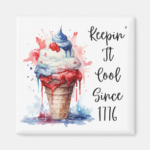 Patriotischer 4. Juli Eiscreme T - Shirt Magnet