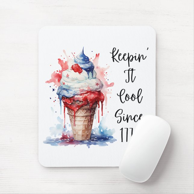 Patriotischer 4. Juli Eiscreme T - Shirt Mousepad (Mit Mouse)