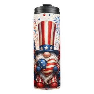 Patriotischer 4. Juli Gnom Amerikanische Flagge Thermosbecher