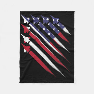 Patriotischer 4. Juli Jet USA Amerikanische Flagge Fleecedecke