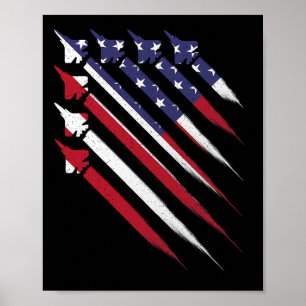 Patriotischer 4. Juli Jet USA Amerikanische Flagge Poster