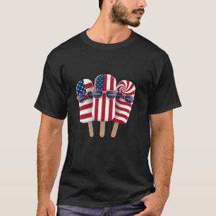 Patriotischer 4. Juli Kinder Coole Eiscreme Männer T-Shirt