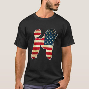 Patriotischer 4. Juli Pudel Hund Amerikanische Fla T-Shirt