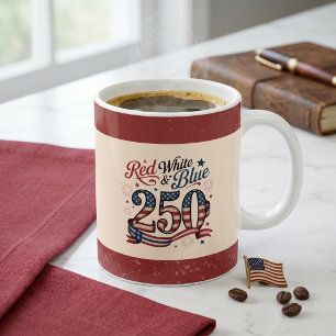 Patriotischer 4. Juli Rot Weiß Blau 250 Kaffeetasse