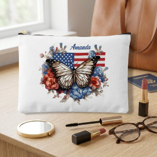 Patriotischer 4. Juli Schmetterling Groß Zubehörtasche