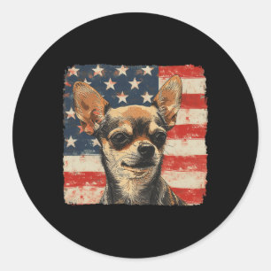 Patriotischer 4. Juli Shirt Chihuahua Dog Men Wome Runder Aufkleber