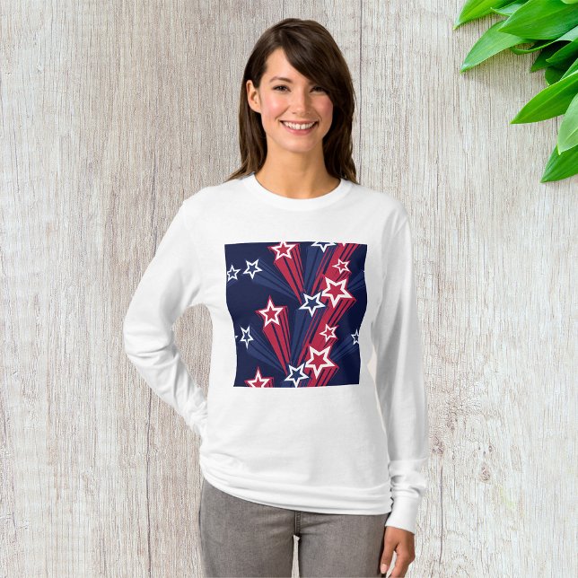 Patriotischer 4. Juli Sterne rot weiß und blau T-Shirt (Von Creator hochgeladen)