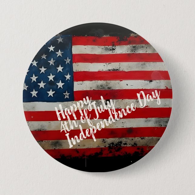 Patriotischer 4. Juli Unabhängigkeitstag Kunst Button (Vorderseite)
