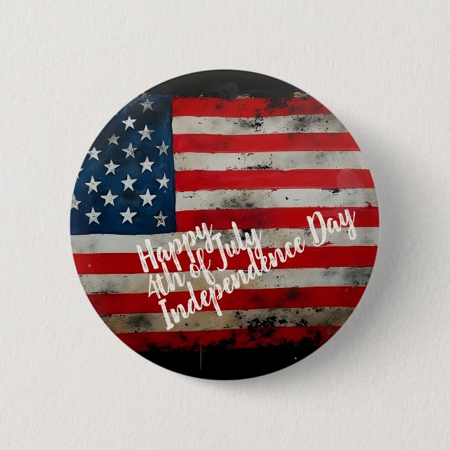 Patriotischer 4. Juli Unabhängigkeitstag Kunst Button (Vorderseite)
